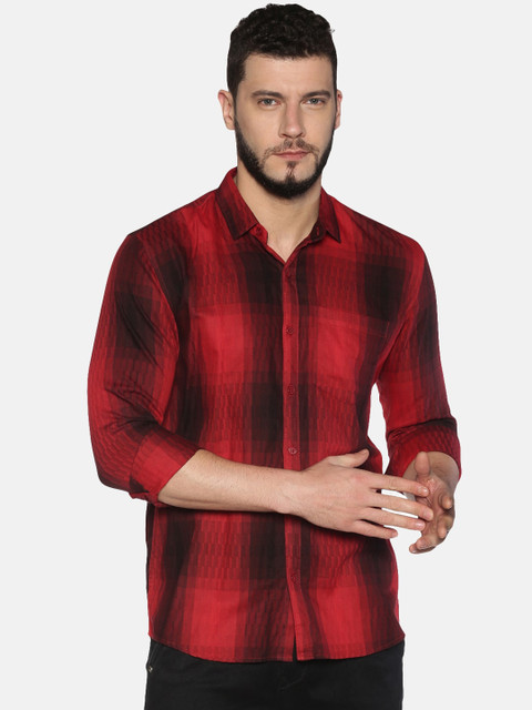 

UrGear Men Red Slim Fit Checked Casual Shirt