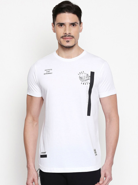 

Mufti Men White Printed Round Neck Pure Cotton T-shirt