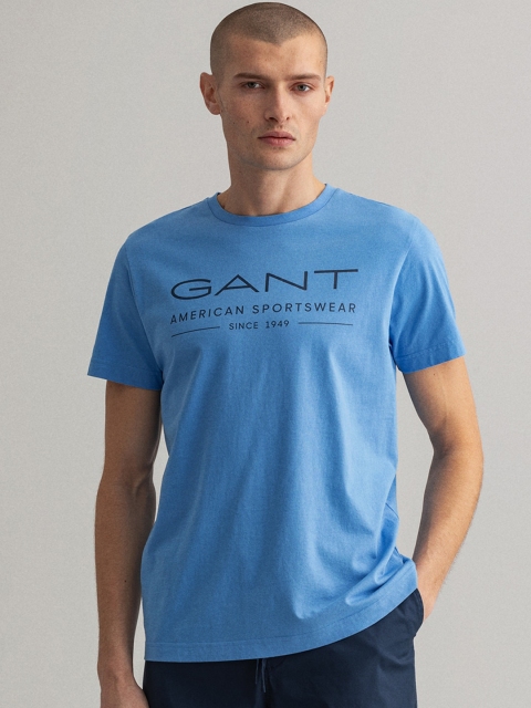 

GANT Men Blue Printed Round Neck T-shirt