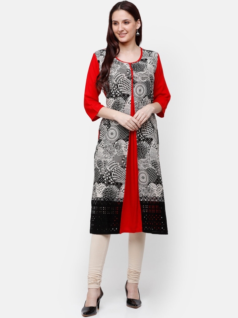 

Rasada Red Geometric Printed Kurta