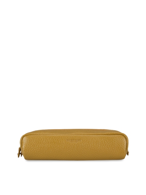 

Da Milano Unisex Mustard Yellow Solid Leather Travel Pouch