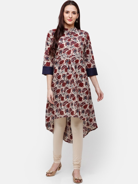 

Rasada Maroon & Blue Abstract Printed A-Line Kurta