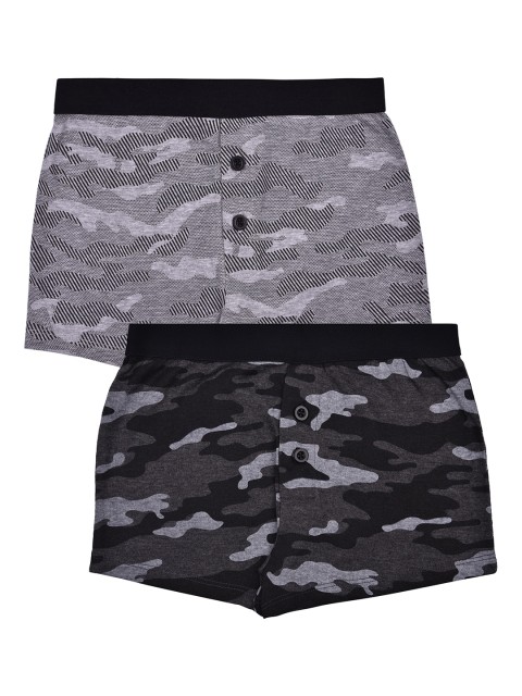 

Charm n Cherish Boys Pack of 2 Camouflage Printed Boxers, Charcoal