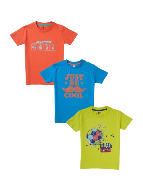 

Cub McPaws Boys Pack of 3 Printed Round Neck T-shirts, Orange