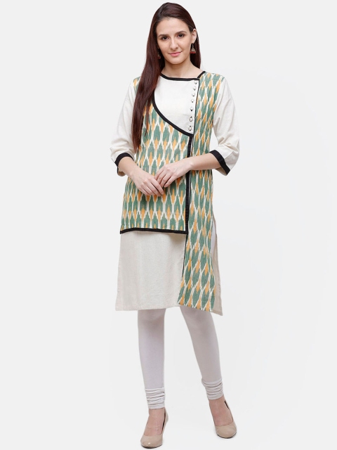 

Rasada Women Green and White Printed Kurti, Off white