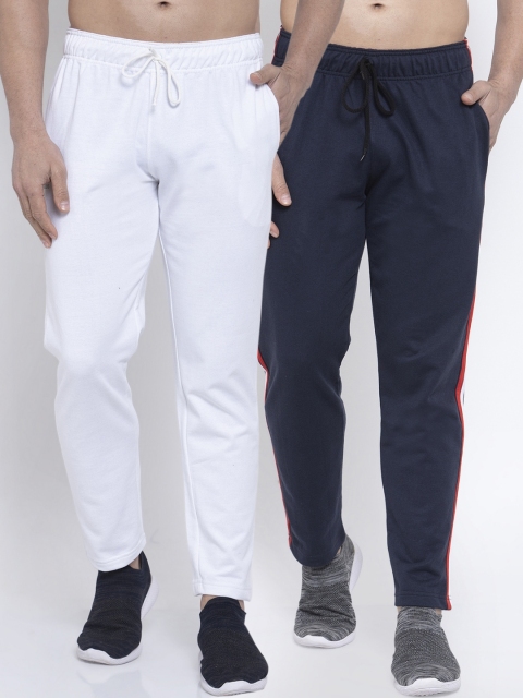 

NEUDIS Men Pack Of 2 Solid Structured-Fit Cotton Track Pants, Grey