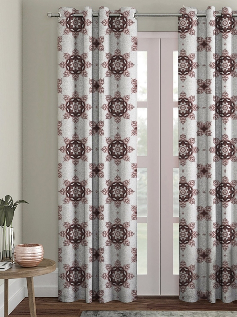 

HOUZZCODE White & Brown Single Black Out Long Door Curtain