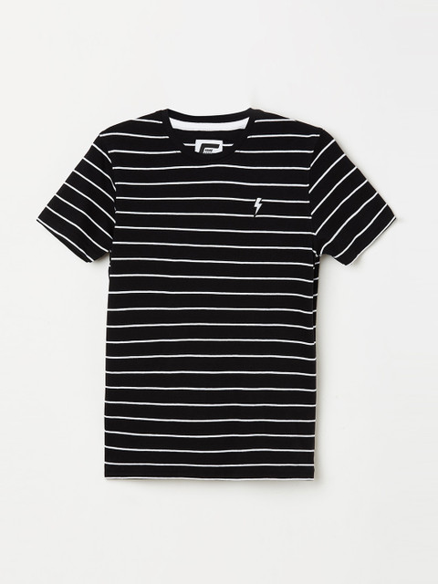 

Fame Forever by Lifestyle Boys Black & White Striped Round Neck T-shirt