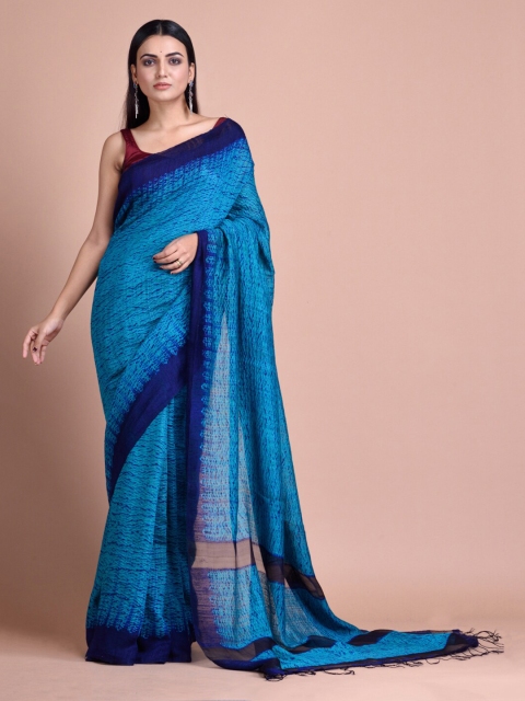 

Mitera Blue Dyed Pure Silk Saree