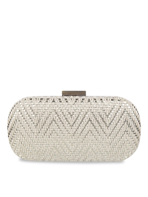 

Metro Silver-Toned Textured Embellished Box Clutch