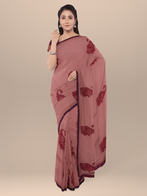 

KLM Fashion Mall Maroon Printed Poly Georgette Saree