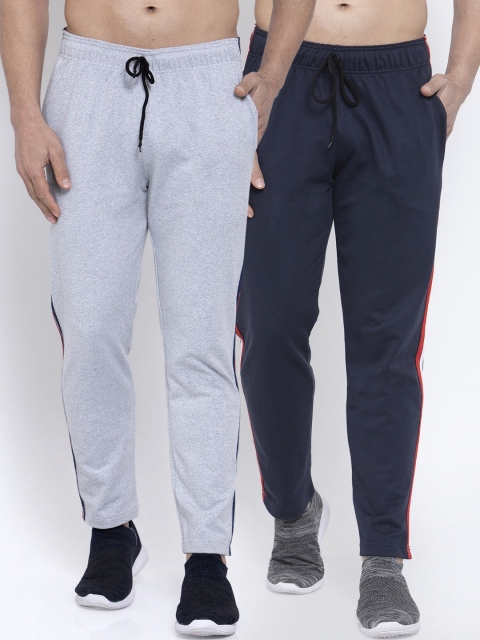 

NEUDIS Men Pack Of 2 Solid Structured-Fit Track Pants, Navy blue