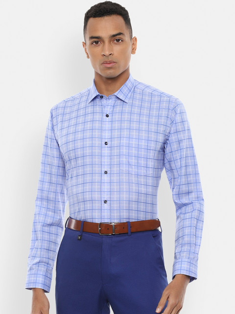 

Van Heusen Men Blue Regular Fit Checked Formal Shirt