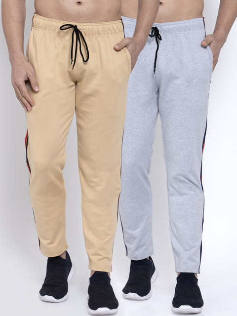 

NEUDIS Men Pack of 2 Solid Structured-Fit Track Pants, Beige