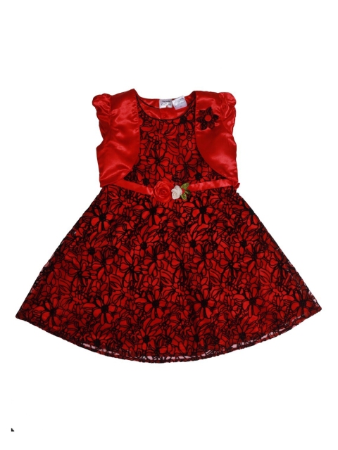 

Doodle Girls Red Printed Fit and Flare Dress