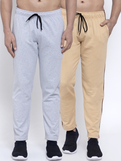 

NEUDIS Men Pack Of 2 Solid Structured Fit Track Pants, Beige