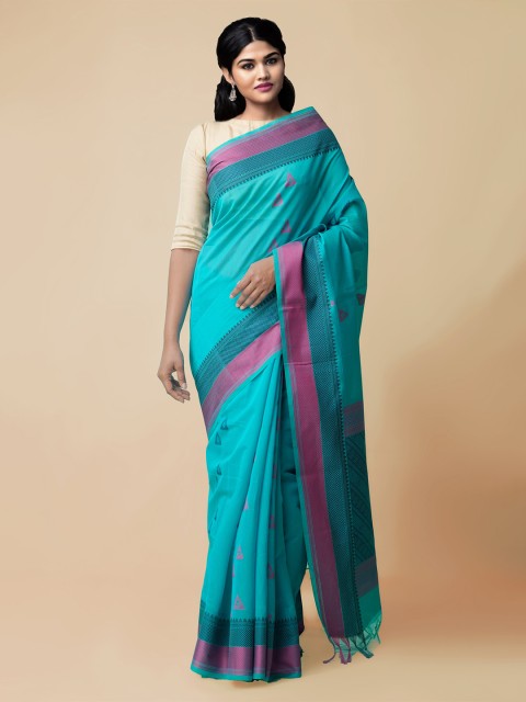 

Unnati Silks Blue Silk Cotton Woven Design Baluchari Saree