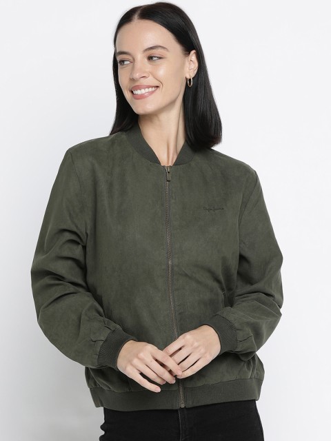 

Pepe Jeans Women Olive Green Solid Bomber