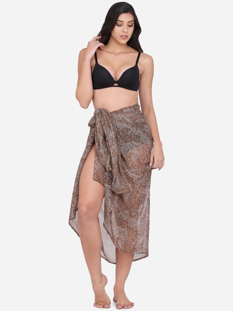 

Da Intimo Women Brown & Mustard Yellow Printed Sarong