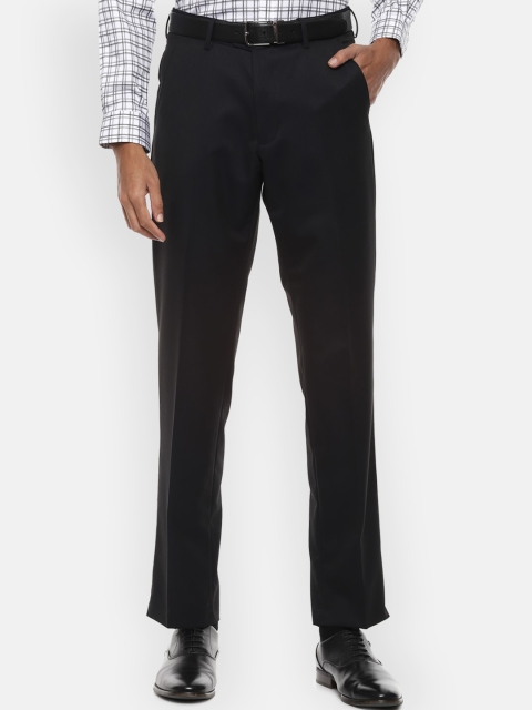 

Van Heusen Men Black Regular Fit Self Striped Formal Trousers