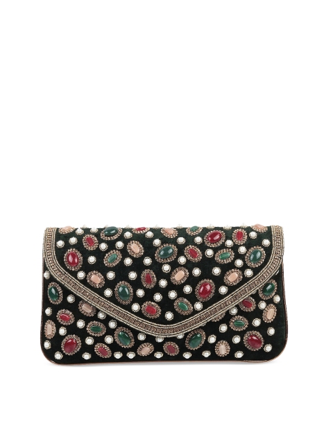 

Metro Green & Red Embellished Embellished Clutch