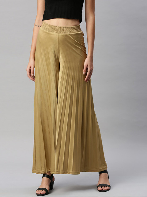 

Soch Women Beige Solid Flared Palazzos