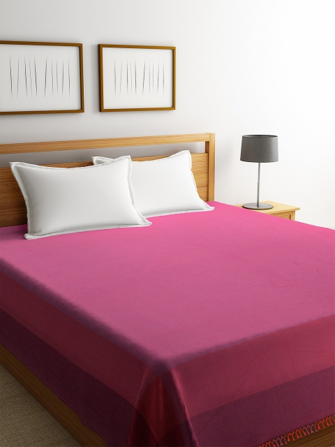 

KLOTTHE Pink Woven Design Double Bed-King Cover With 2 Pillow Cover