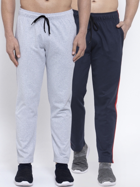 

NEUDIS Men Pack Of 2 Solid Structured-Fit Track Pants, Navy blue
