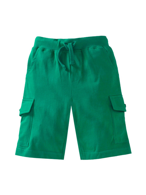 

KiddoPanti Boys Green Solid Regular Fit Cargo Shorts