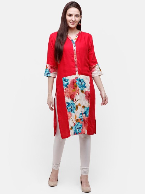 

Rasada Women Red & Beige Floral Printed Kurta