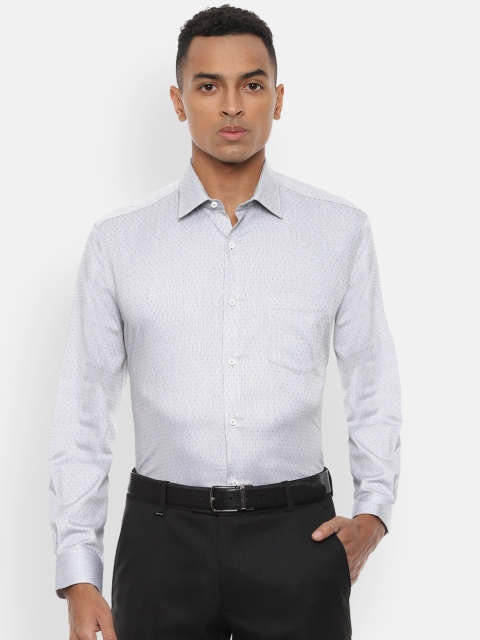 

Van Heusen Men Grey Regular Fit Self Design Cotton Formal Shirt