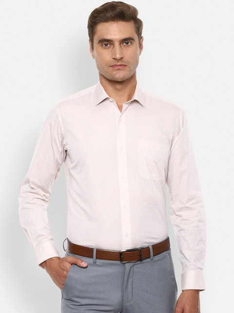 

Van Heusen Men Cream-Coloured Regular Fit Self Design Formal Shirt