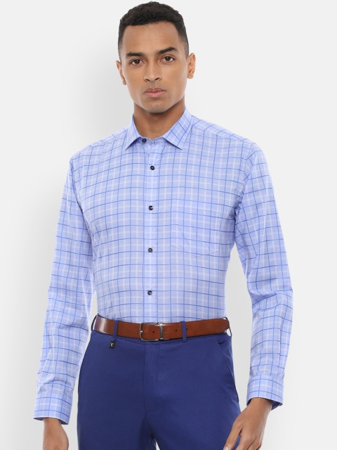 

Van Heusen Men Blue Regular Fit Checked Casual Shirt