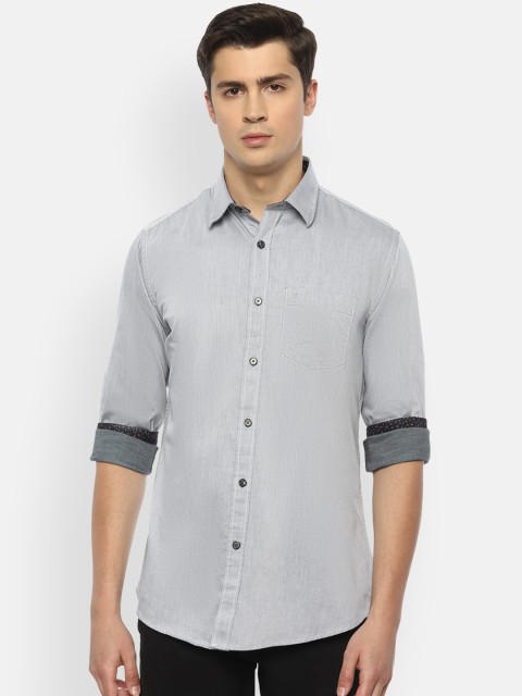 

Van Heusen Sport Men Grey Slim Fit Solid Cotton Casual Shirt