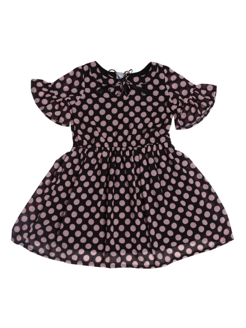 

Doodle Girls Black & Pink Polka Dot Printed Fit and Flare Dress