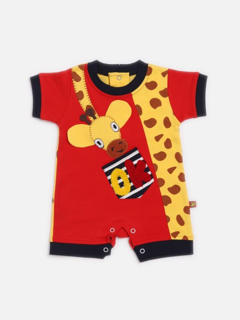 

WOW Infant Girls Red and Yellow Printed Cotton Romper