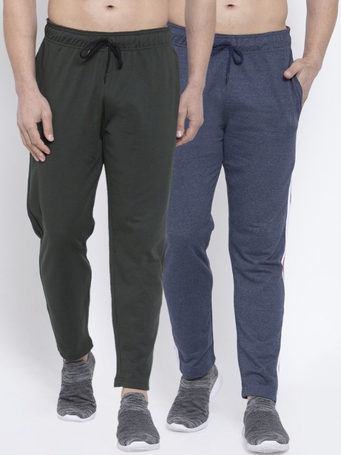 

NEUDIS Men Pack Of 2 Solid Structured-Fit Track Pants, Navy blue