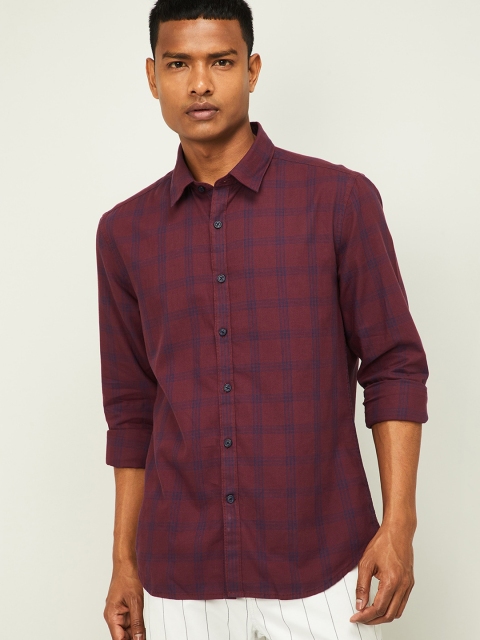 

CODE by Lifestyle Men Maroon Slim Fit Checked Casual Cotton Shirt