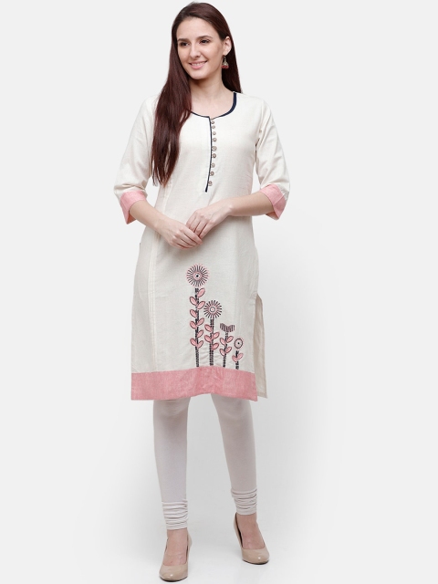 

Rasada Women White Floral Print Kurti, Off white