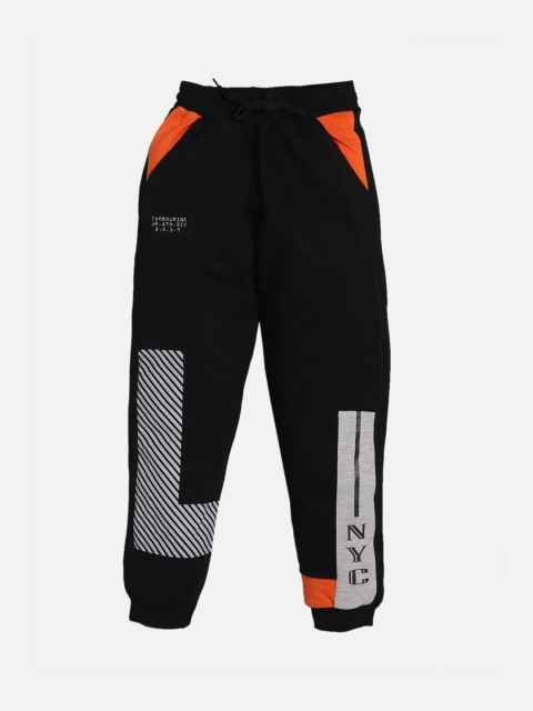 

TAMBOURINE Boys Black & Grey Colourblocked Cotton Joggers