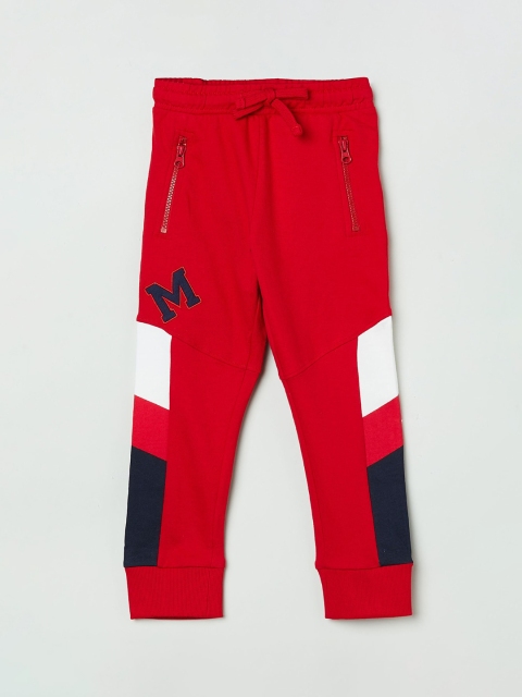 

max Boys Red Colourblocked Cotton Track Pants