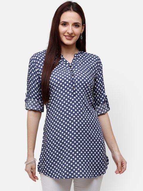 

Rasada Women Blue Polka Dots Printed Cotton Kurti
