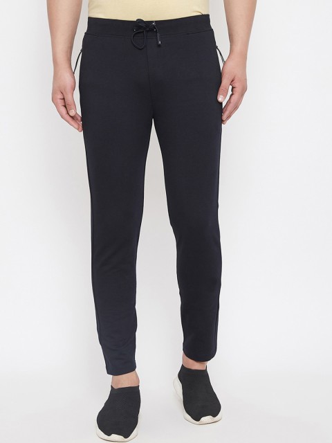 

Okane Men Navy Blue Solid Slim Fit Track Pants