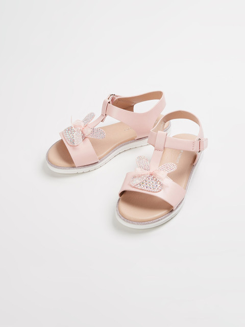 

Fame Forever by Lifestyle Girls Pink Embellished PU Open Toe Flats