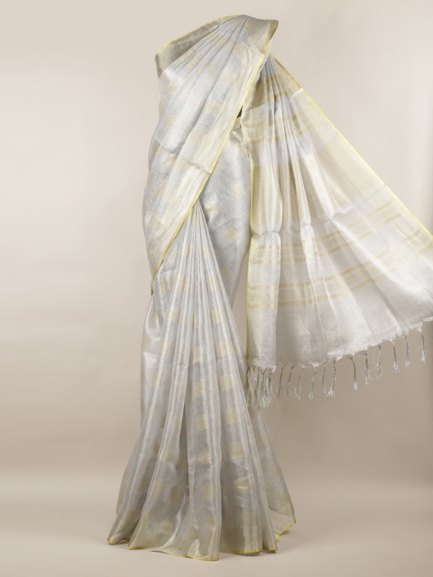 

Pothys Grey Solid Linen Blend Saree