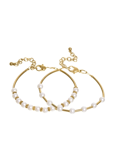 

FabAlley White Set of 2 Gold-Plated Bracelet