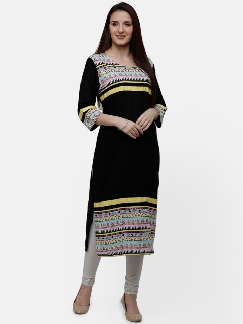 

Rasada Black Geometric Printed A-Line Kurta