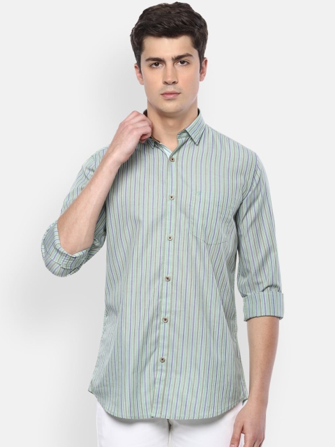 

Van Heusen Sport Men Green Slim Fit Striped Cotton Casual Shirt