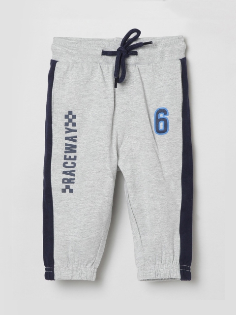 max Infant Boys Grey & Navy Blue Printed Joggers