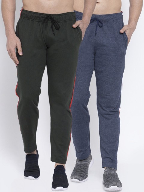 

NEUDIS Men Pack Of 2 Solid Structured-Fit Track Pants, Navy blue